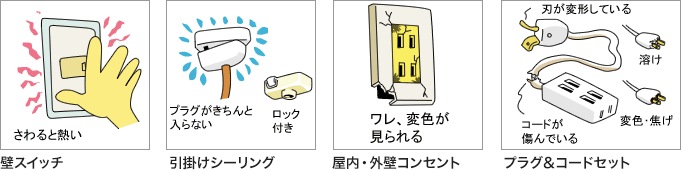 お宅でお使いのコンセントやスイッチの点検をおすすめします！